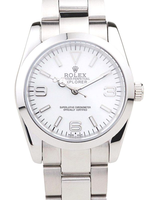 Rolex Explorer Replica 37mm Silver Dial Luxury Automatic Watch - High Quality Men's Timepiece