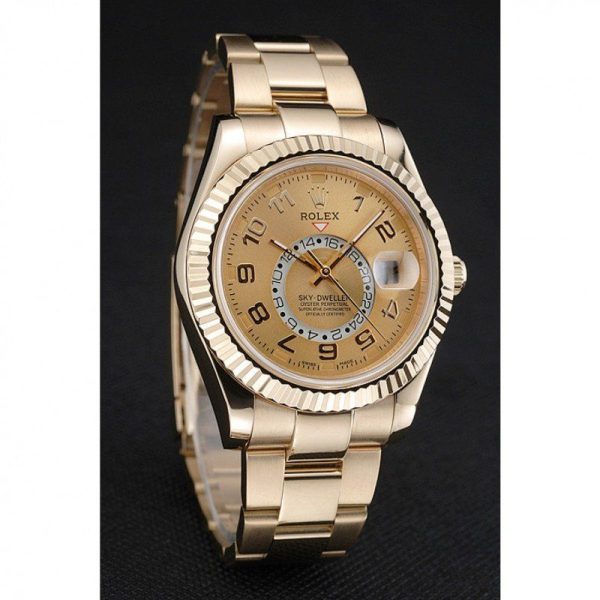 Rolex Sky-Dweller Replica 41mm Gold Dial 80243 Luxury Men's Watch - Image 3
