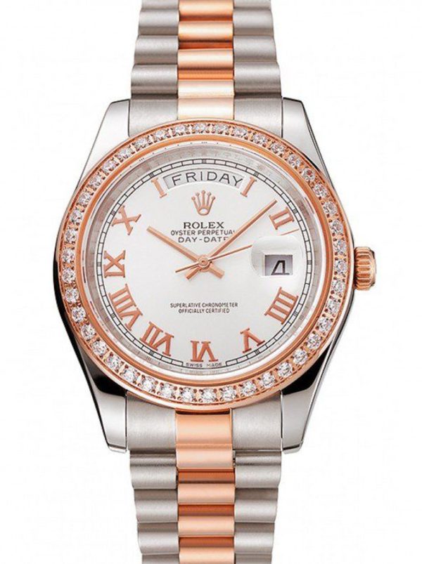 Rolex Day-Date Superclone Men's Replica Watch 40mm White Dial High Quality