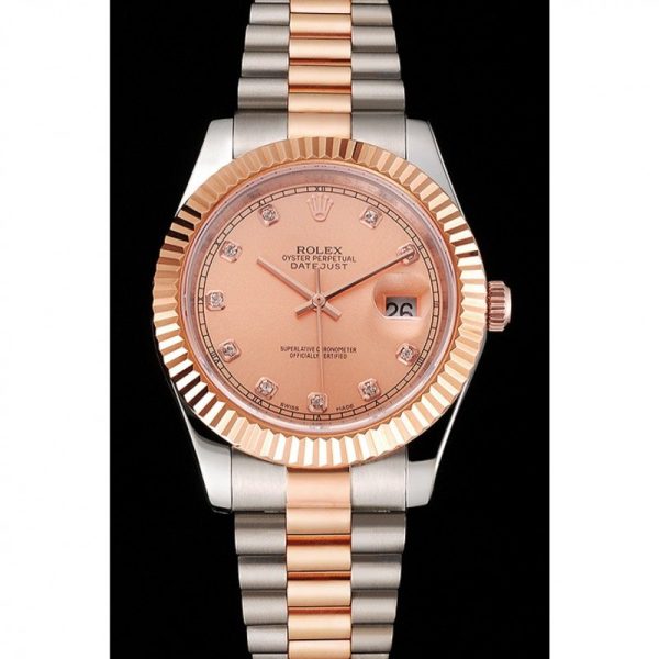 Rolex Datejust Superclone Replica 41mm Rose-Gold Dial Luxury Men's Watch - Image 2