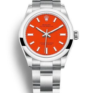 Rolex Oyster Perpetual Replica Lady 31mm Coral Red Dial Luxury Automatic Watch for Women