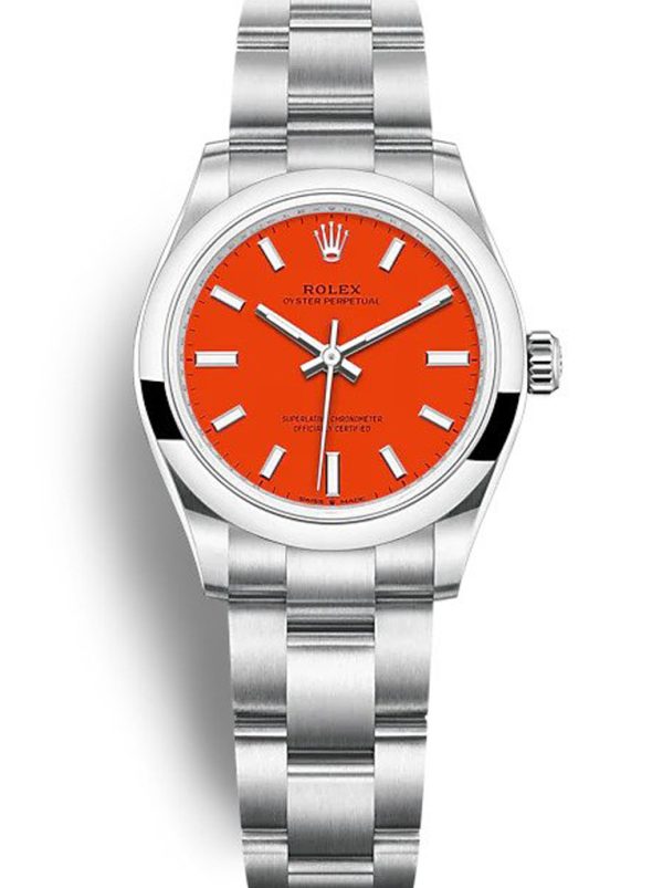 Rolex Oyster Perpetual Replica Lady 31mm Coral Red Dial Luxury Automatic Watch for Women