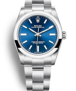 Replica Rolex Oyster Perpetual Lady 34mm Blue Dial 124200 - High Quality Luxury Women's Automatic Watch