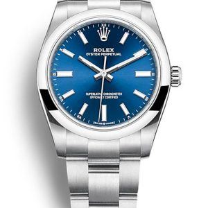 Replica Rolex Oyster Perpetual Lady 34mm Blue Dial 124200 - High Quality Luxury Women's Automatic Watch