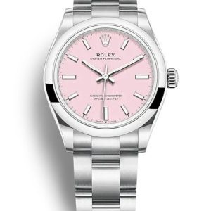 Rolex Oyster Perpetual Replica Lady 34mm Candy Pink Dial High Quality Luxury Watch