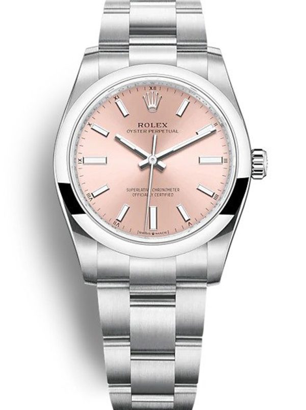 Rolex Oyster Perpetual Replica Lady 34mm Pink Dial 124200 Luxury Automatic Women's Watch