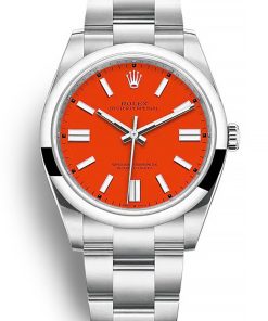 Rolex Oyster Perpetual Replica Lady 36mm Coral Red Dial 126000 Luxury Watch for Women