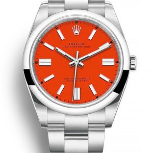 Rolex Oyster Perpetual Replica Lady 36mm Coral Red Dial 126000 Luxury Watch for Women