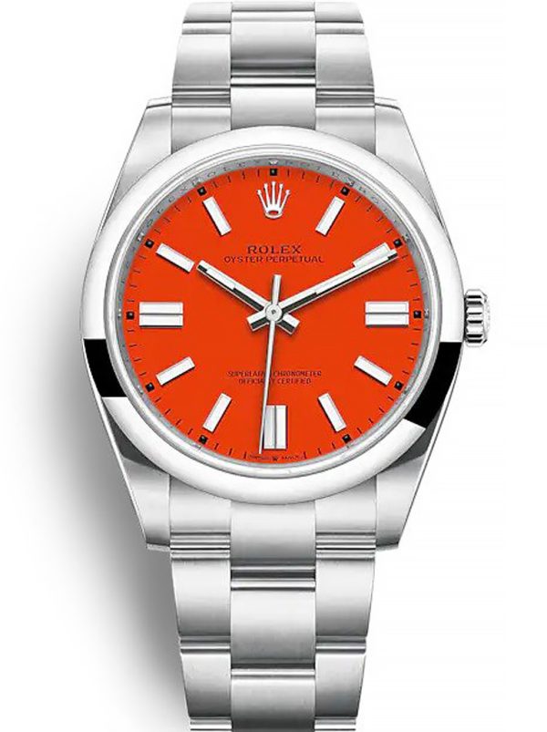 Rolex Oyster Perpetual Replica Lady 36mm Coral Red Dial 126000 Luxury Watch for Women