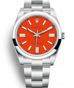 Rolex Oyster Perpetual Luxury Replica 41mm Coral Red Dial Model 124300 - High Quality Timepiece