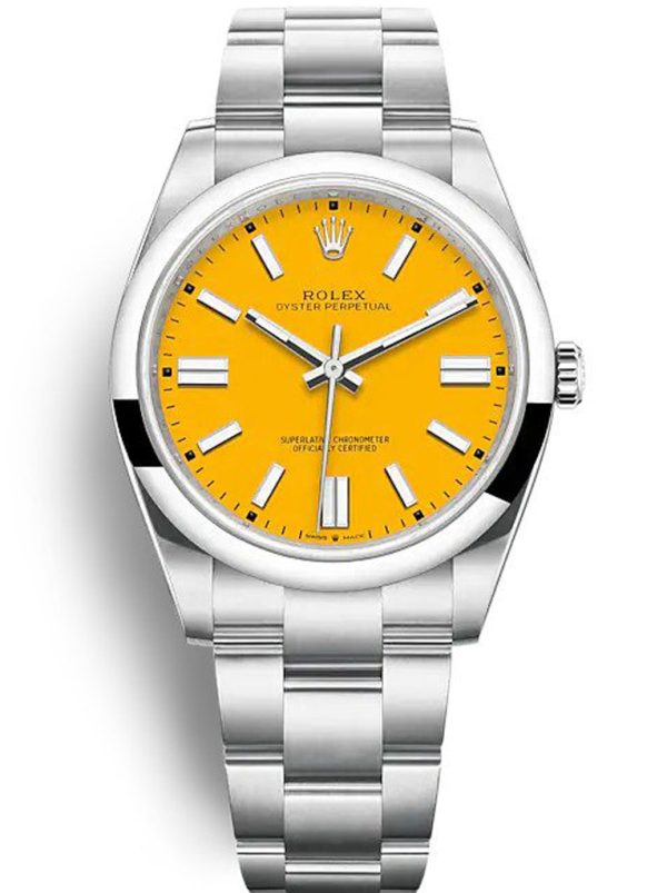 Rolex Oyster Perpetual Replica 41mm Yellow Dial 124300 - Luxury High Quality Timepiece