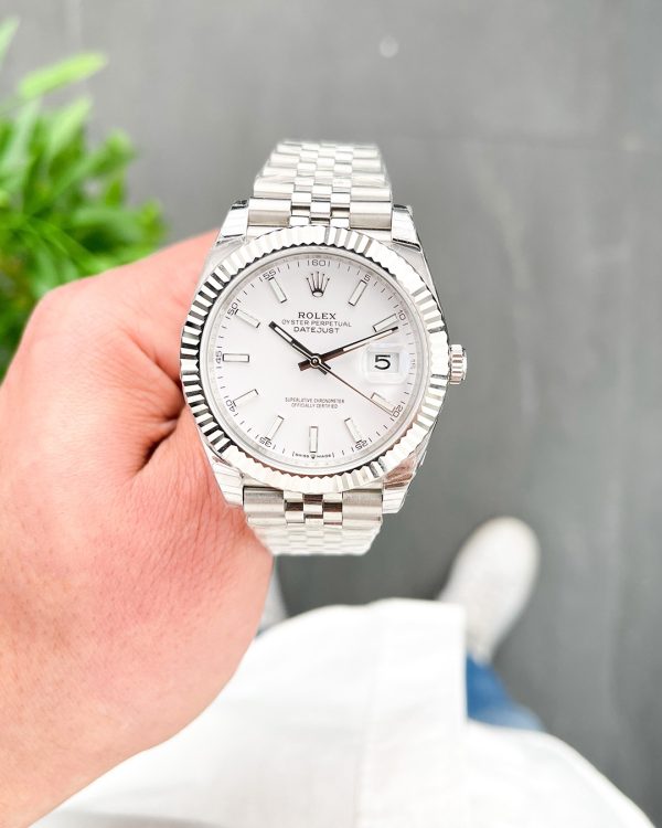 Rolex Datejust Replica 41mm White Dial 126334 Jubilee Fluted Luxury Watch - Image 2