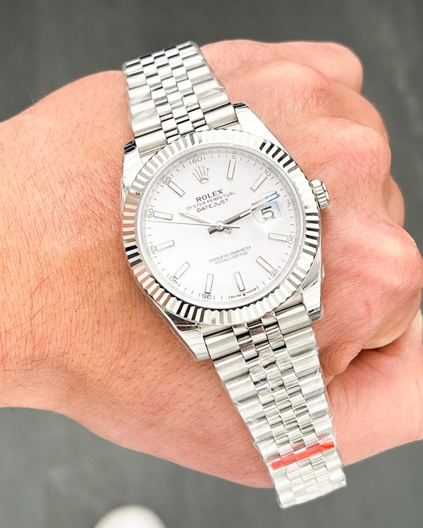 Rolex Datejust Replica 41mm White Dial 126334 Jubilee Fluted Luxury Watch - Image 5