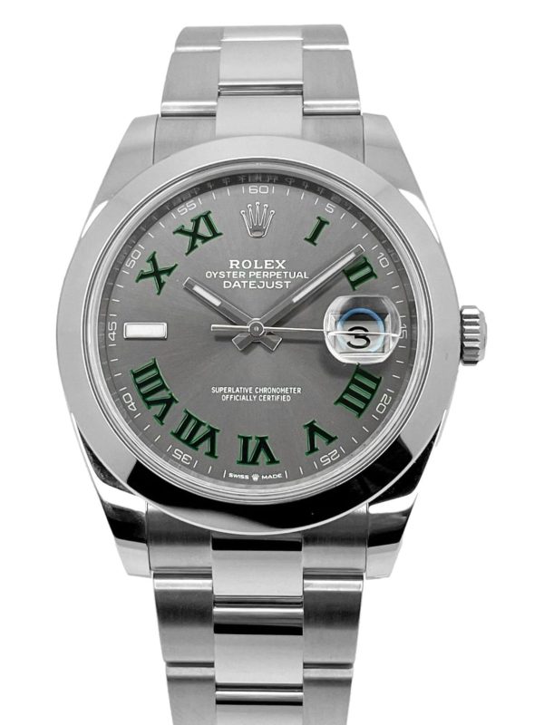 Superclone Rolex Datejust 41mm Rhodium Dial 126300 ??Wimbledon?? Oyster Replica - High Quality Luxury Watch