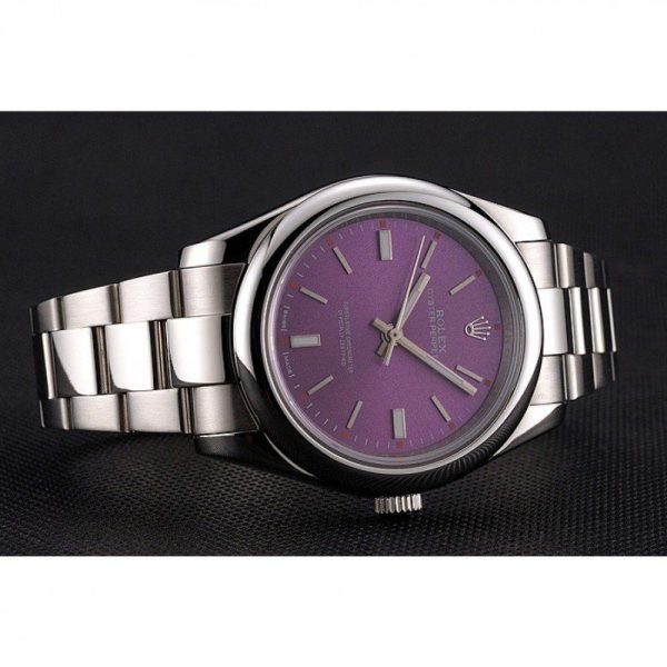 Rolex Oyster Perpetual Replica Date 41mm Purple Dial Luxury Watch - Image 5