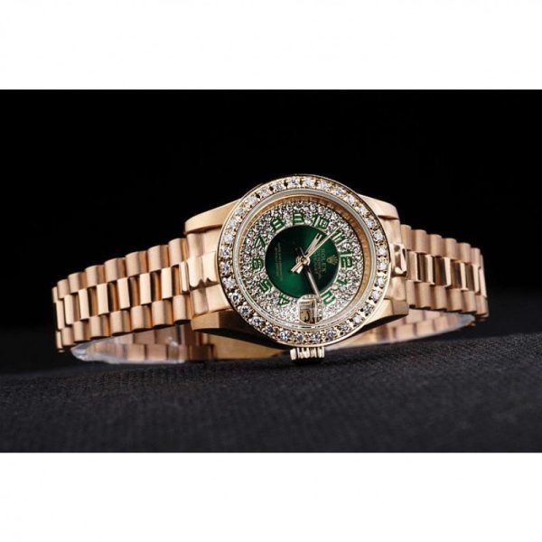Rolex Datejust 28mm Green Dial Replica Luxury Women's Watch - Image 4