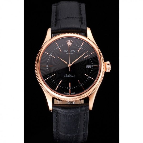 Rolex Cellini Superclone Replica 38mm Black Dial Luxury Watch - High Quality Timepiece - Image 2