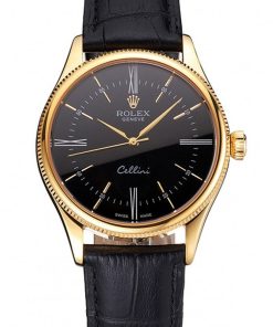 Rolex Cellini Superclone Replica 38mm Black Dial Luxury Watch for Men