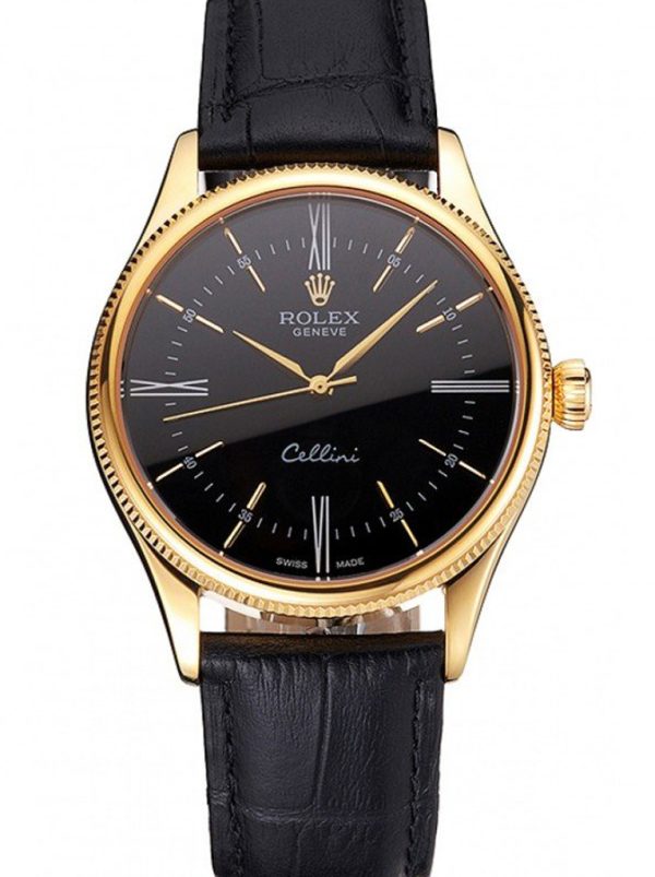 Rolex Cellini Superclone Replica 38mm Black Dial Luxury Watch for Men