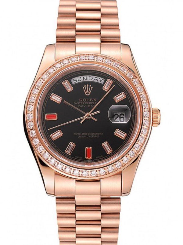 Rolex Day-Date Superclone Replica 40mm Black Dial Luxury Watch for Men