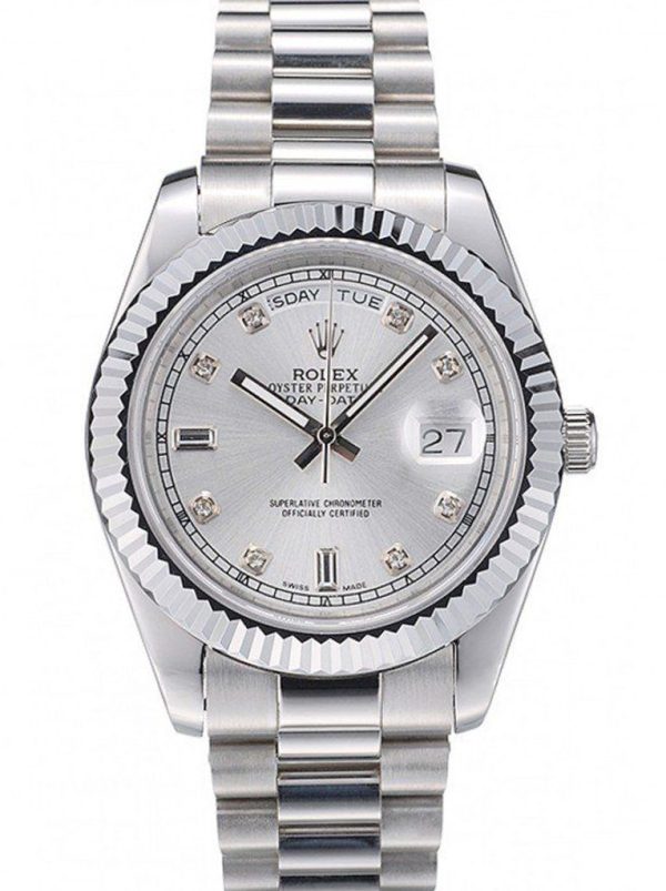 Superclone Rolex Day-Date 40mm Silver Dial Luxury Replica Watch - High Quality Timepiece