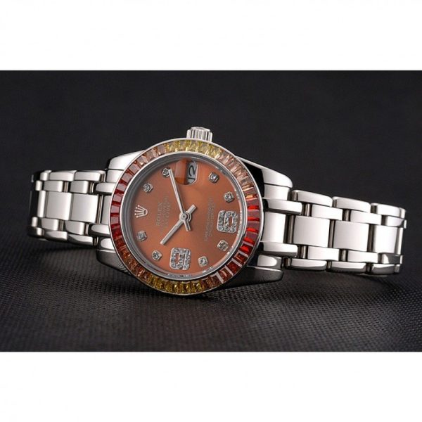 Rolex Datejust Replica 33mm Orange Dial Luxury Watch - High Quality Timepiece - Image 5
